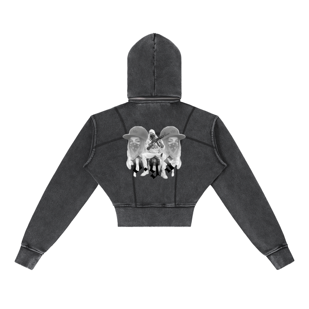 Vintage Washed Cropped Fleece Hoodie