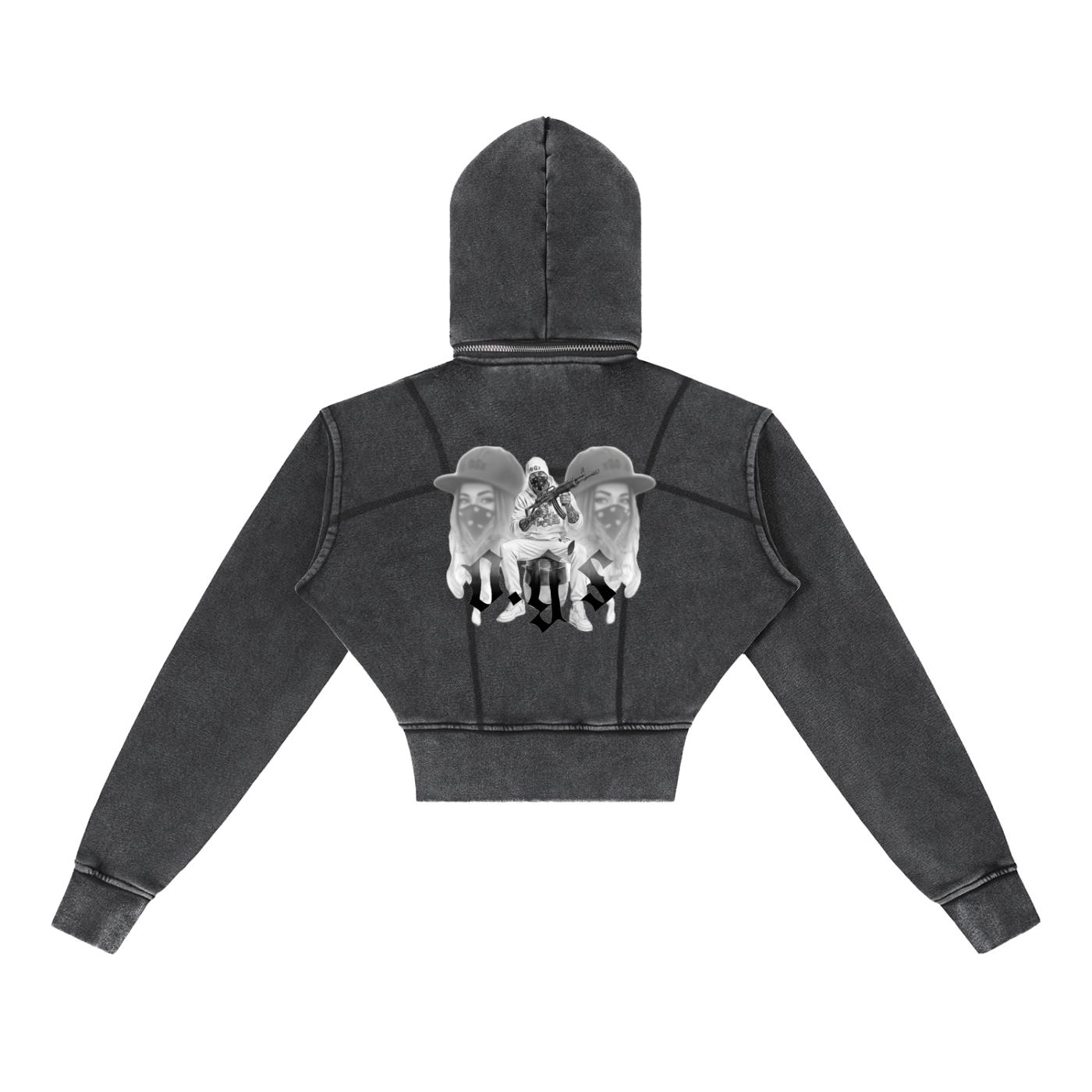 Vintage Washed Cropped Fleece Hoodie