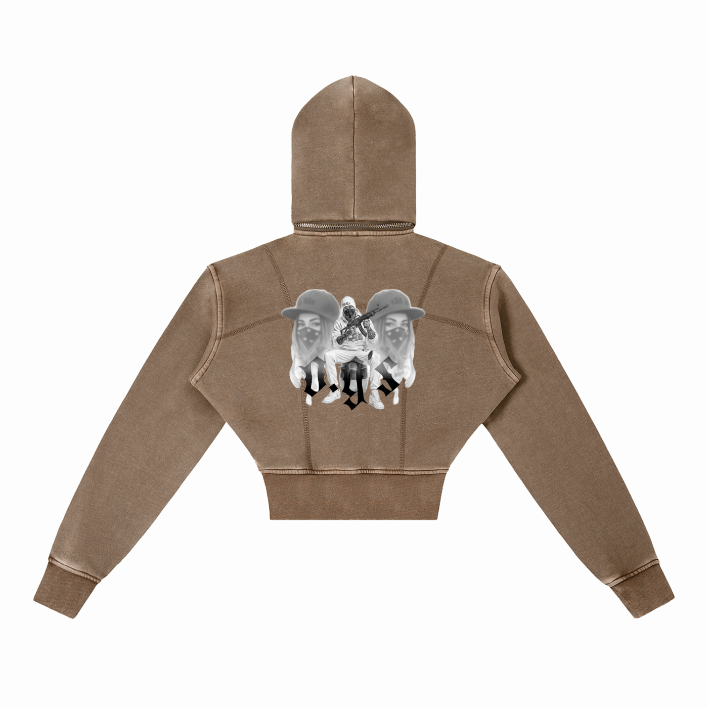 Vintage Washed Cropped Fleece Hoodie