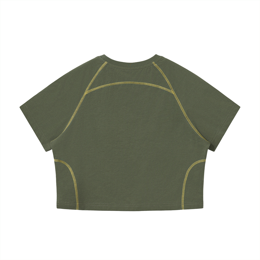 Women's Contrast Stitch Raglan Crop T-Shirt