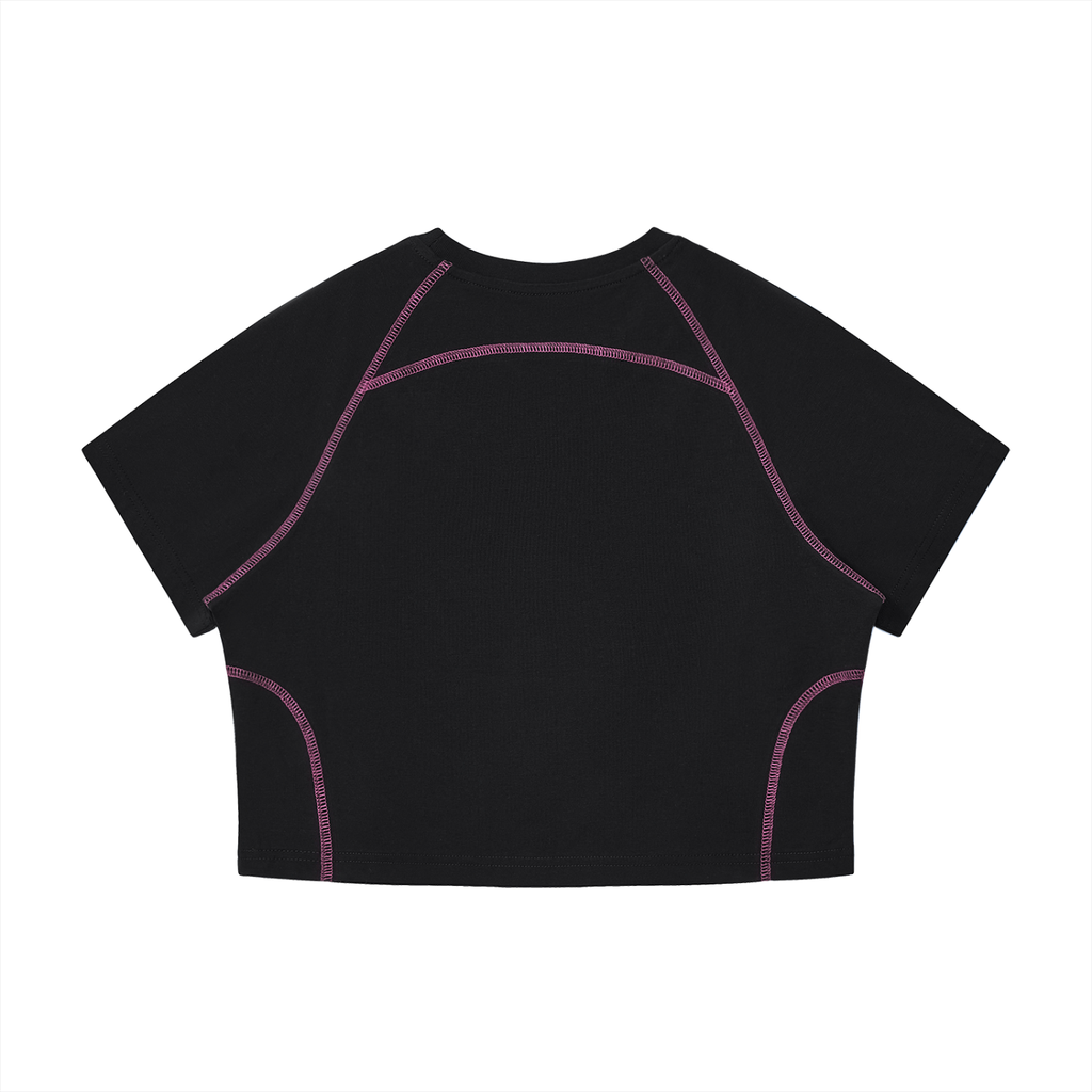 Women's Contrast Stitch Raglan Crop T-Shirt