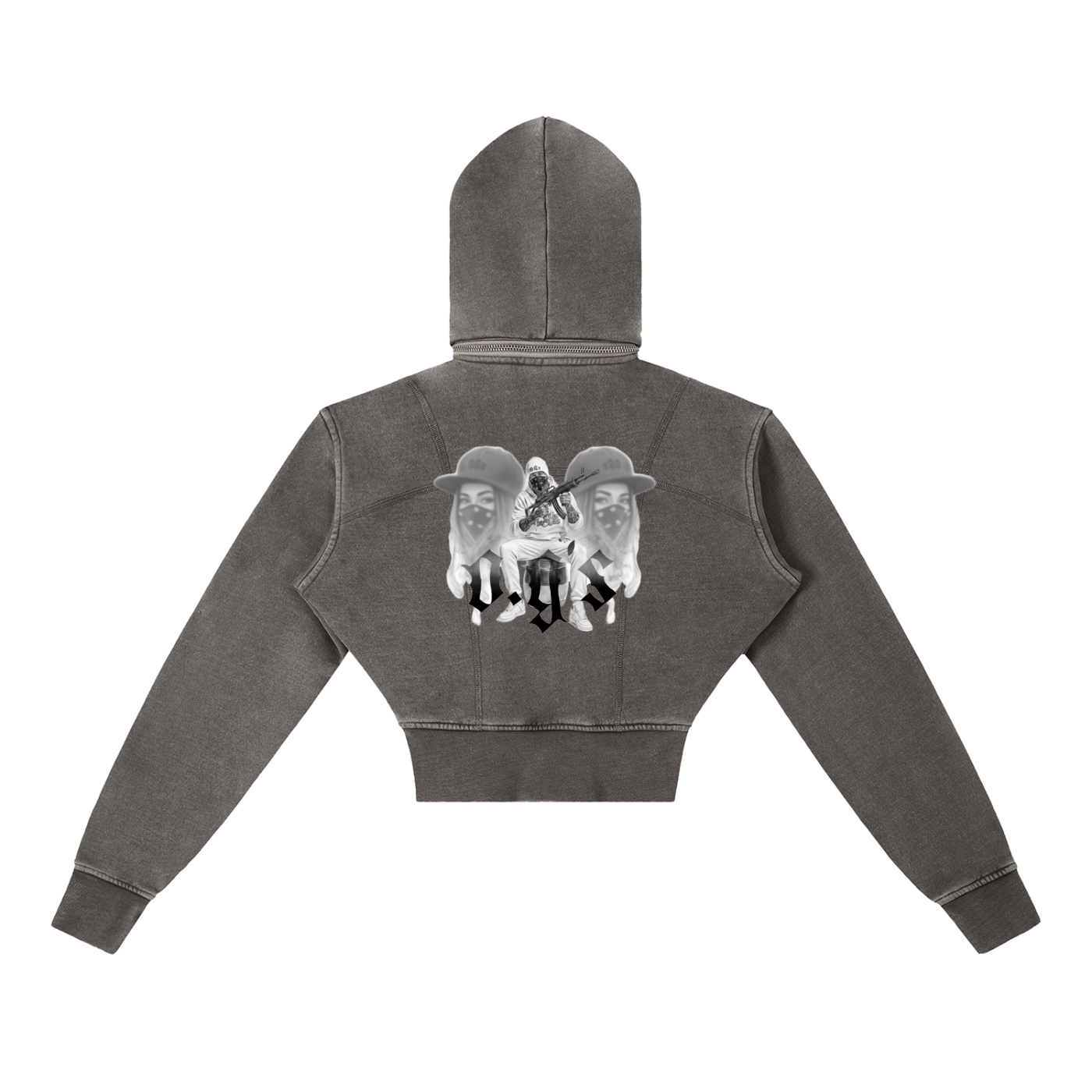 Vintage Washed Cropped Fleece Hoodie