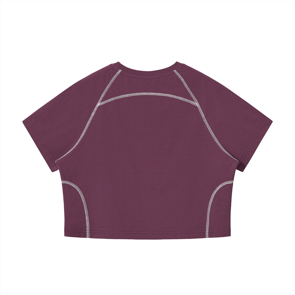 Women's Contrast Stitch Raglan Crop T-Shirt