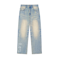 Sun Fade Raw Hem Denim Jeans