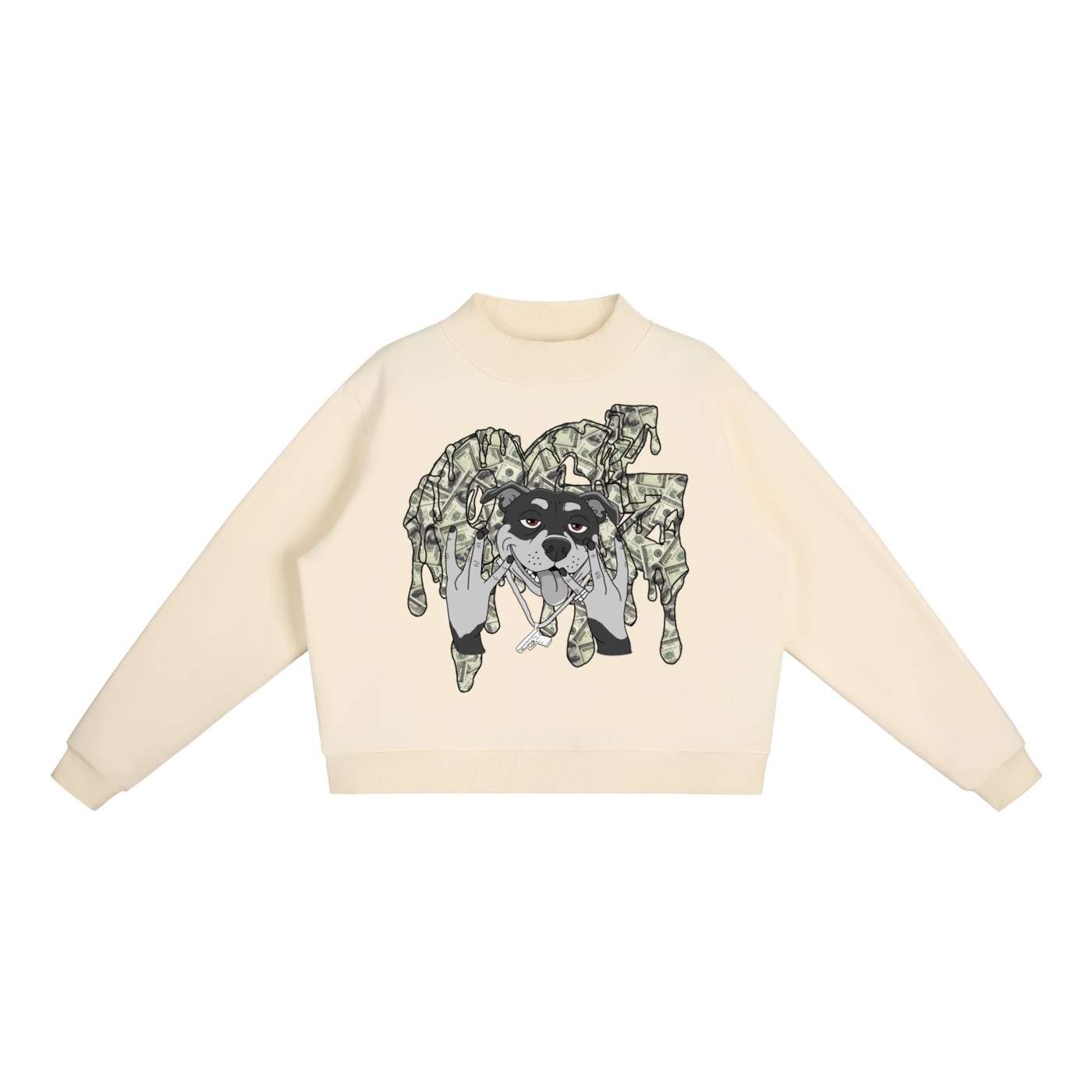 Essential Fleece Mock-Neck Crew Sweatshirt