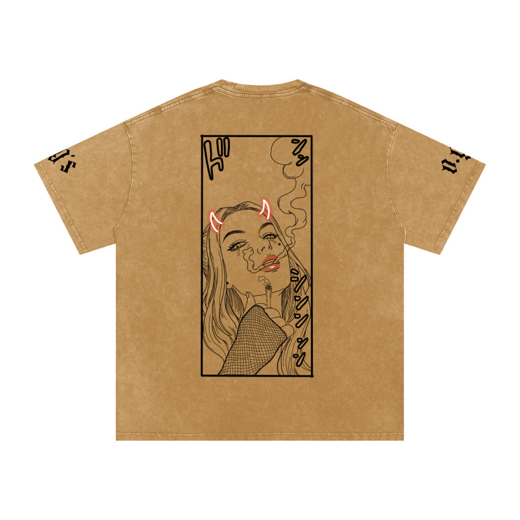 Snow Washed Oversized Cotton T-Shirt