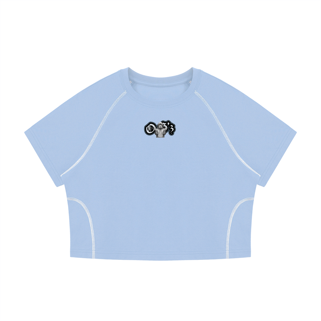 Women's Contrast Stitch Raglan Crop T-Shirt