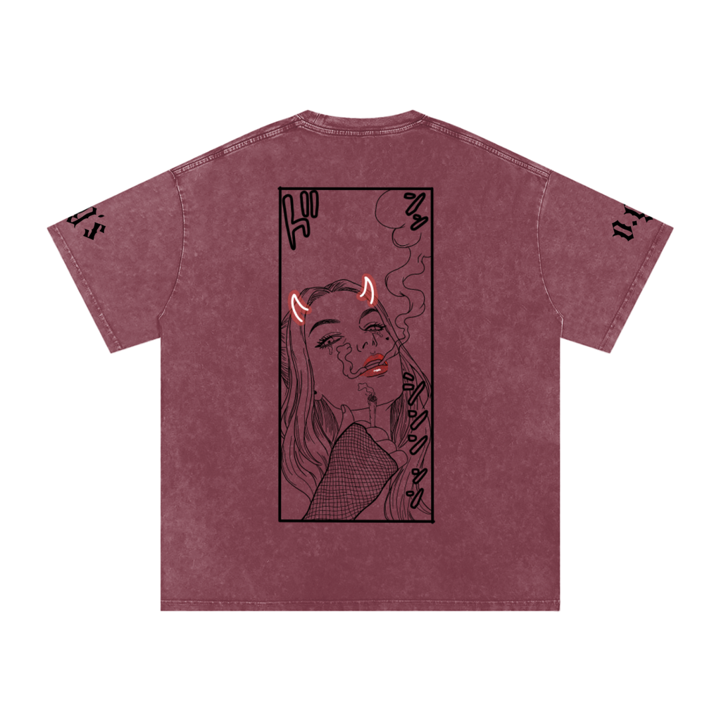 Snow Washed Oversized Cotton T-Shirt