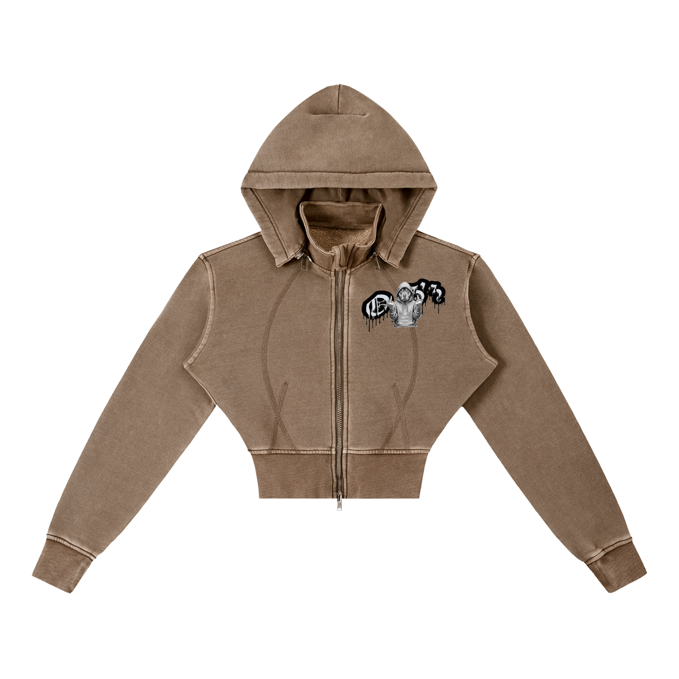 Vintage Washed Cropped Fleece Hoodie