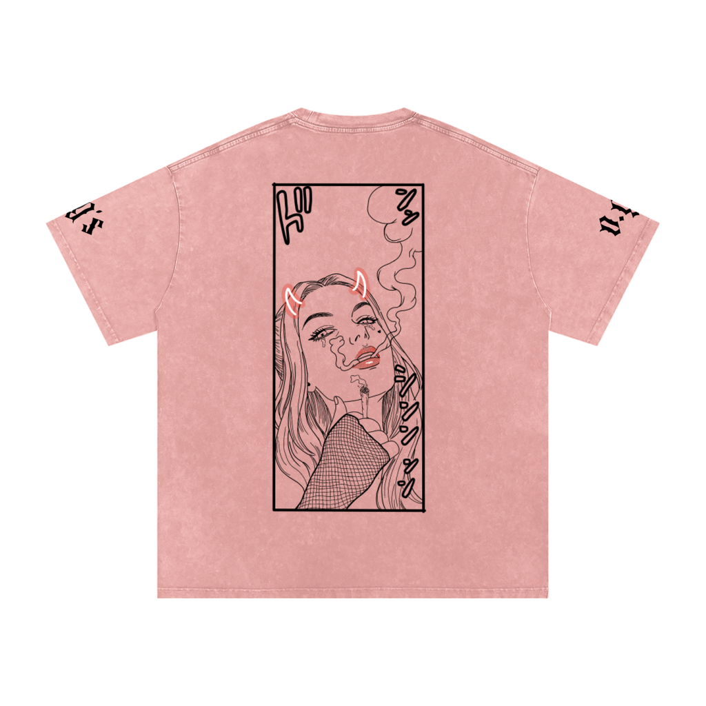 Snow Washed Oversized Cotton T-Shirt
