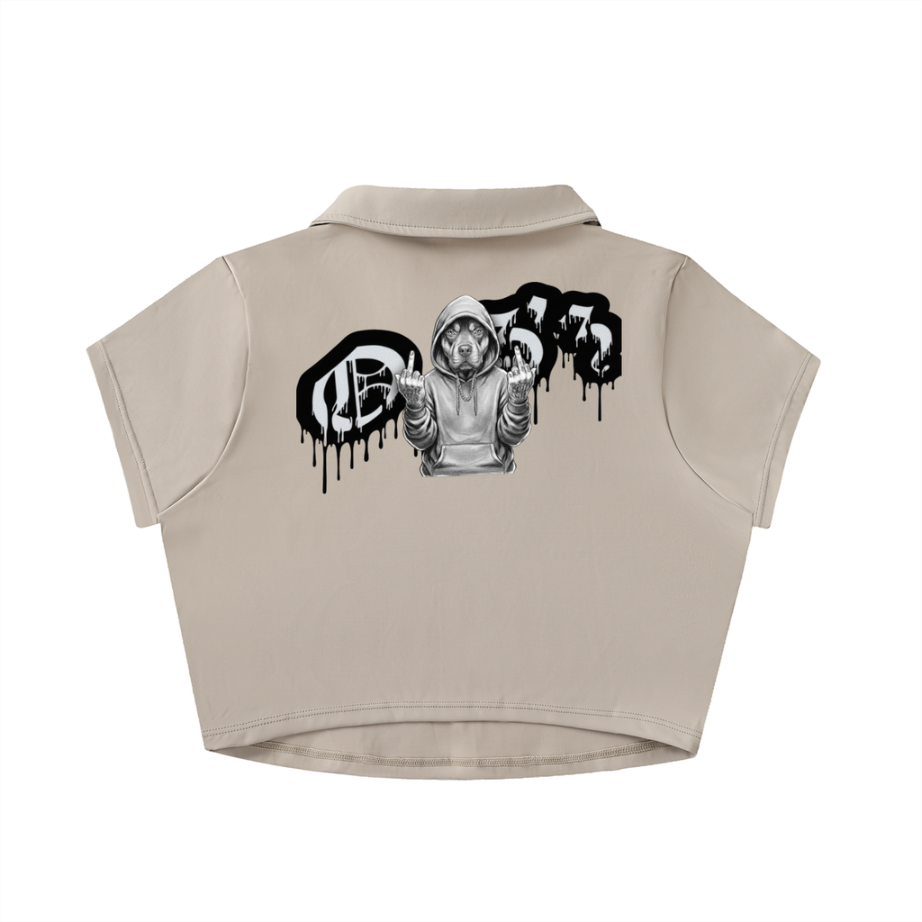 V-Neck Lapel Crop Top