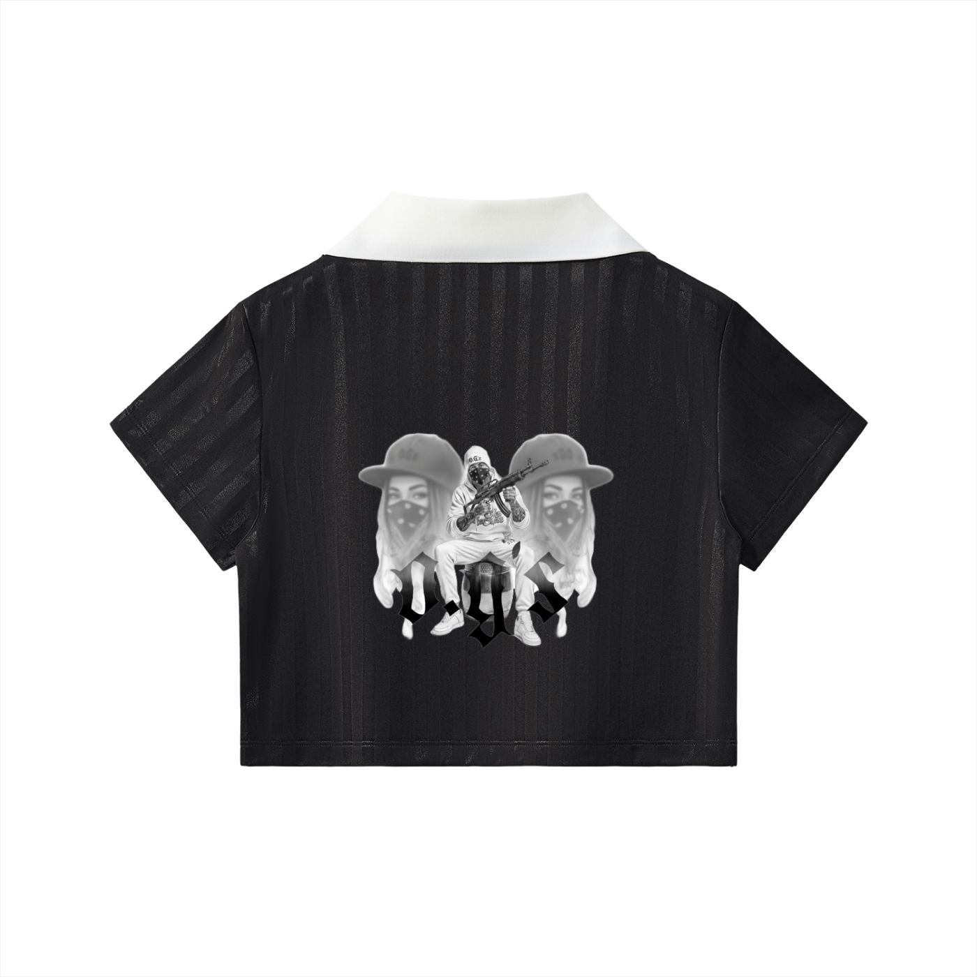Contrast Collar Striped Cropped Jersey