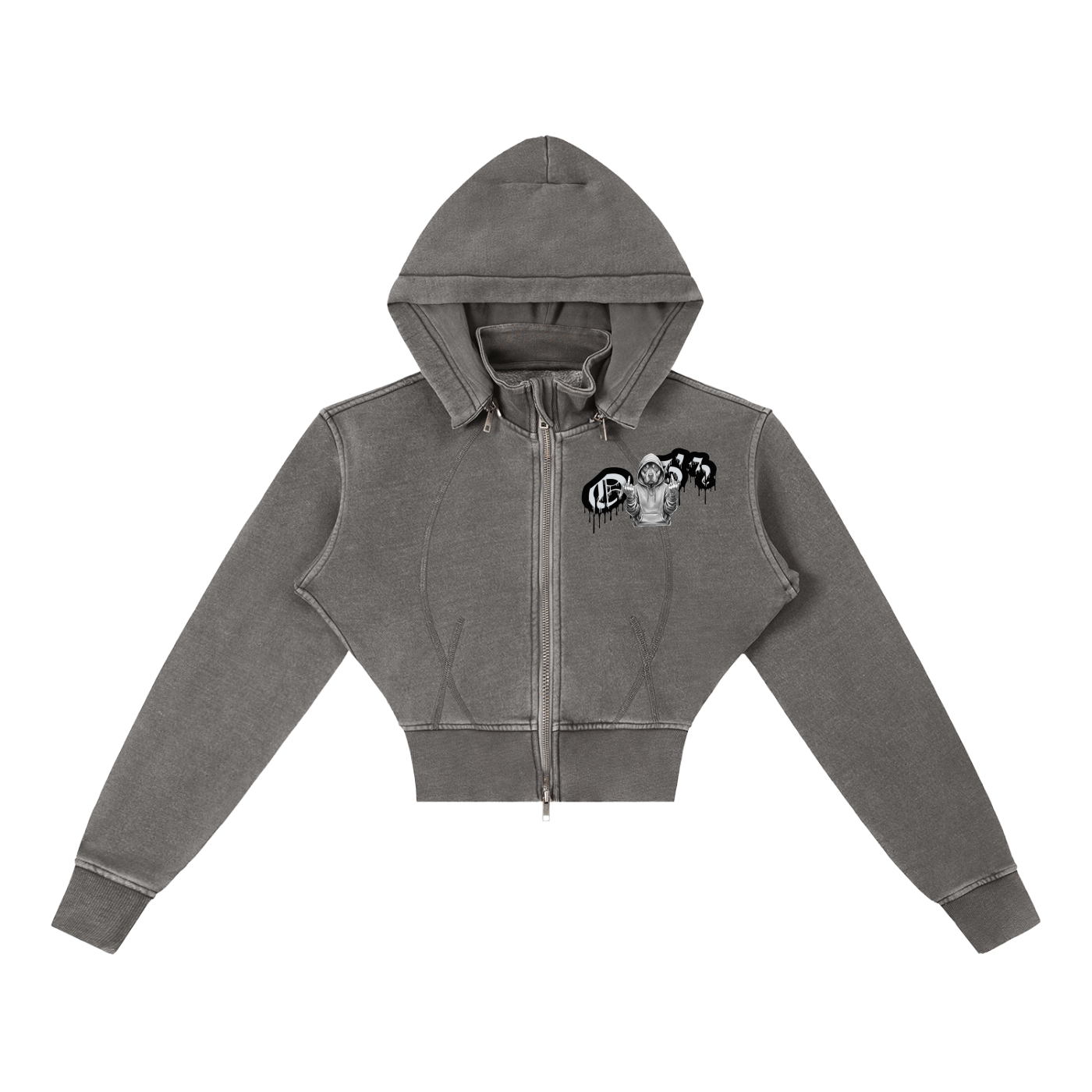 Vintage Washed Cropped Fleece Hoodie