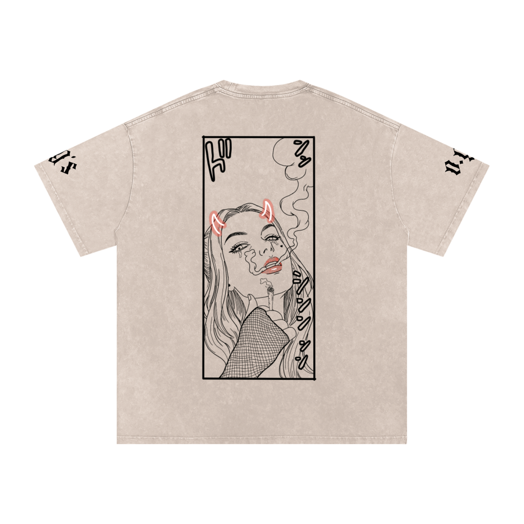 Snow Washed Oversized Cotton T-Shirt