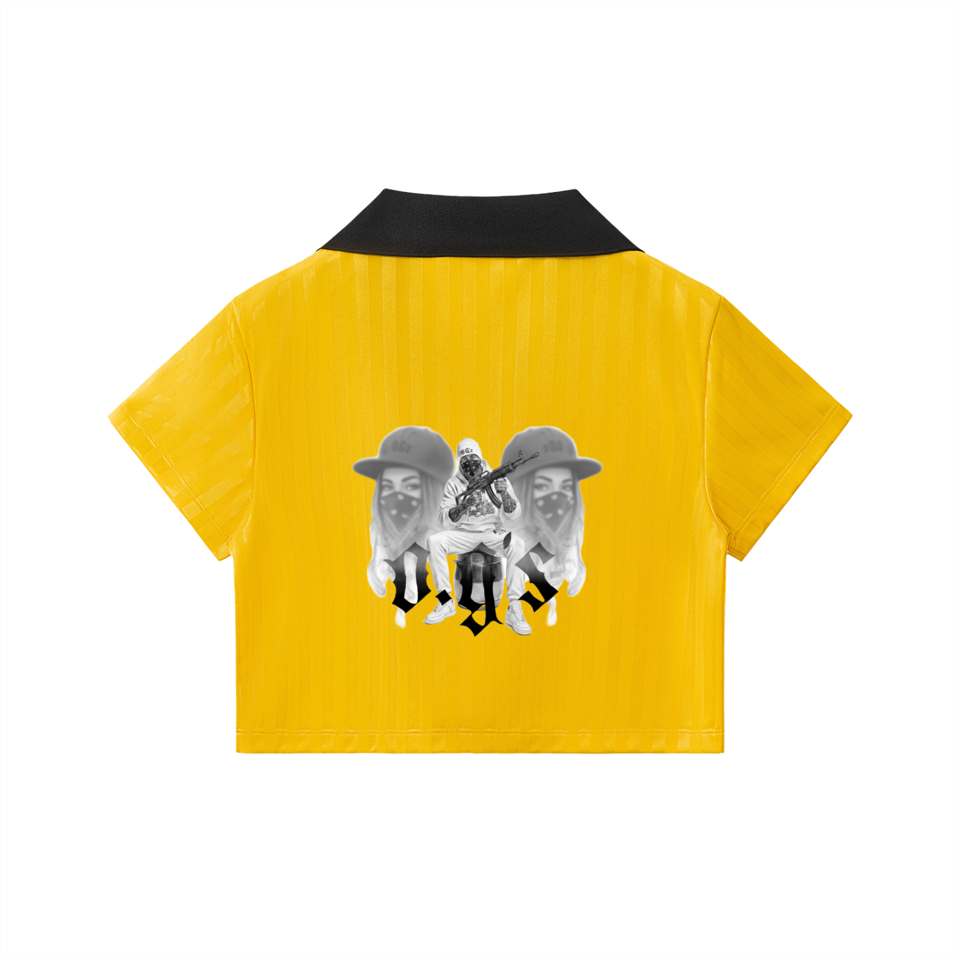 Contrast Collar Striped Cropped Jersey