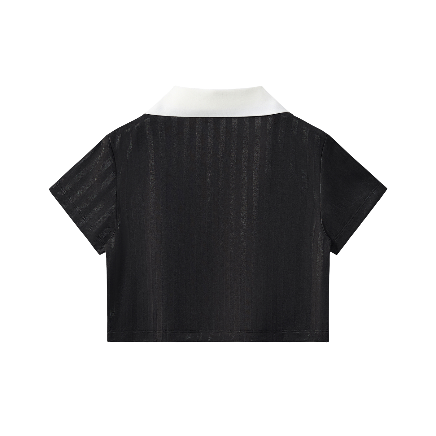 Contrast Collar Striped Cropped Jersey