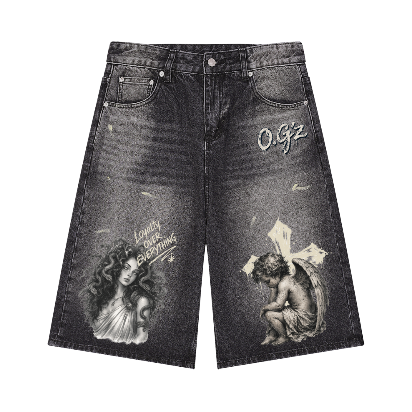 Men’s Vintage Wash Wide Leg Denim Shorts