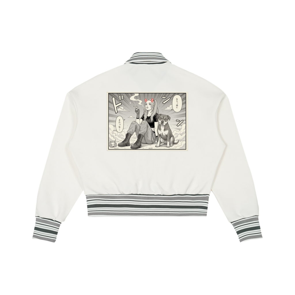 Striped Rib Collar Zip Jacket