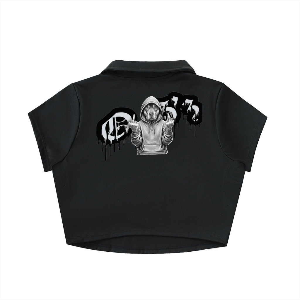 V-Neck Lapel Crop Top